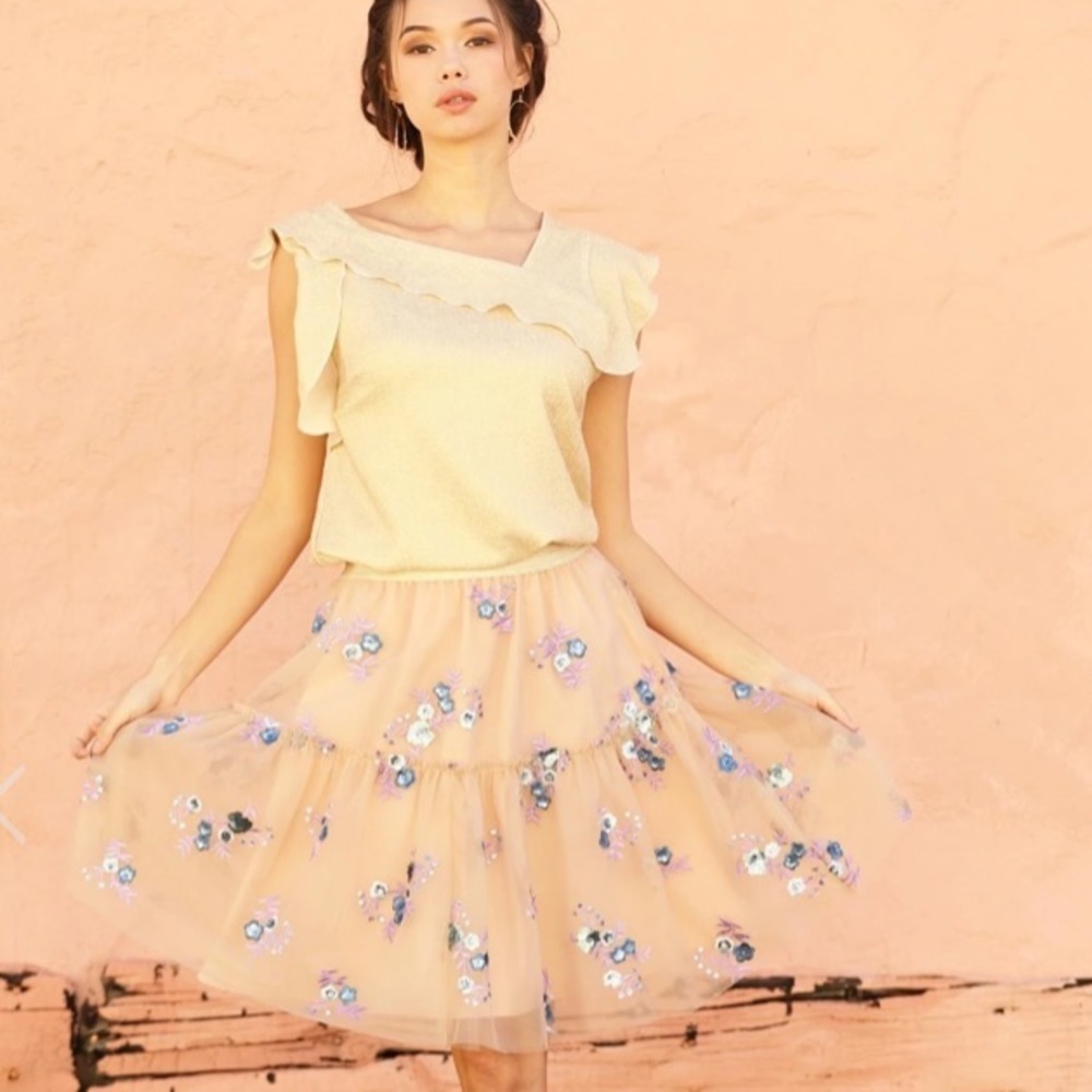 New Anthropologie Eva Franco Belle Sequined Tulle Mini Skirt LG,small